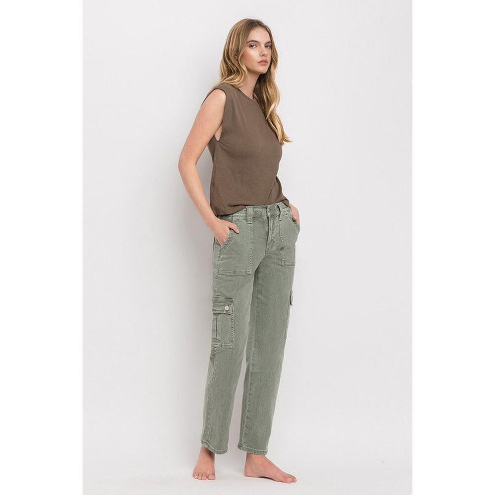 VERVET by Flying Monkey High Rise Cargo Straight Jeans - V3376AG - Size 24 - Picture 6 of 14